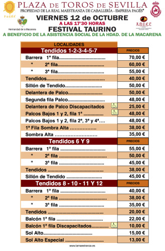 PRECIOS FESTIVAL 12 OCTUBRE
